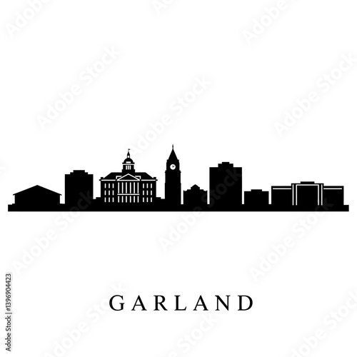Garland with Texas City Skyline Silhouette.