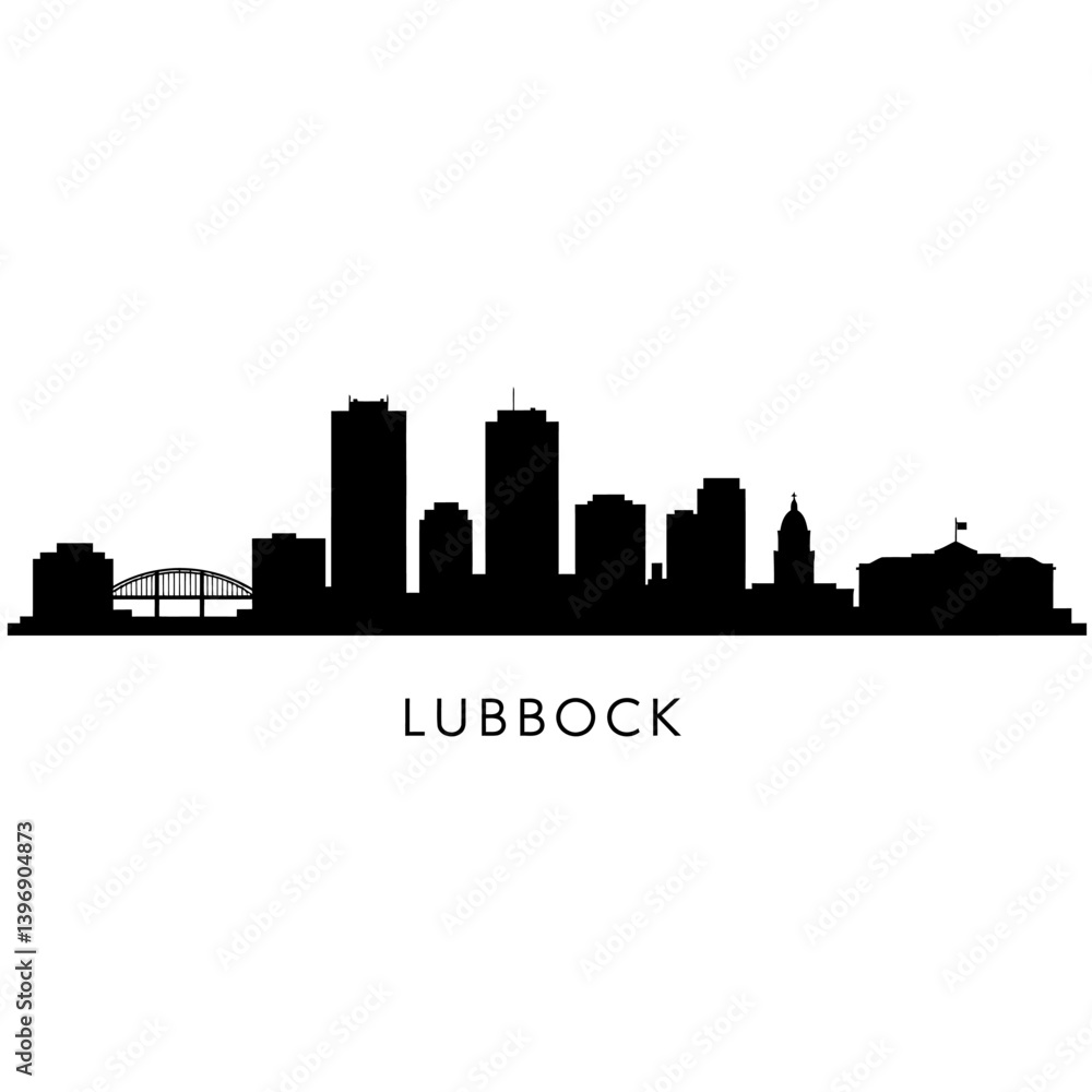 Naklejka premium Lubbock Texas Skyline Silhouette.