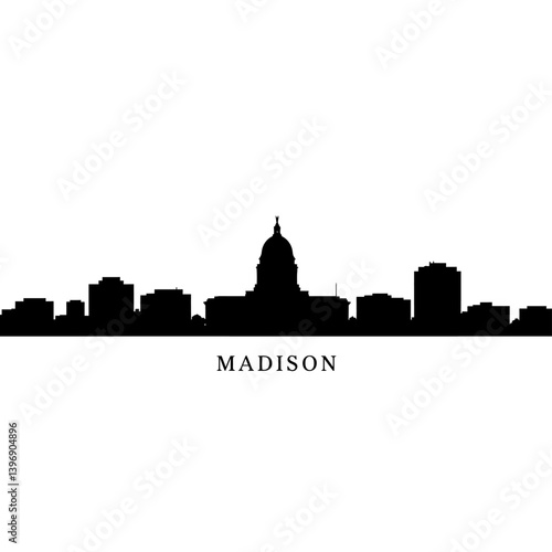 Madison Skyline Wisconsin City Silhouette USA.