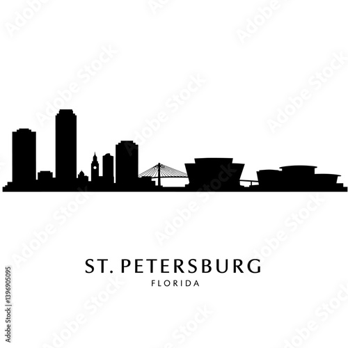St Petersburg Florida Skyline Silhouette Vector.