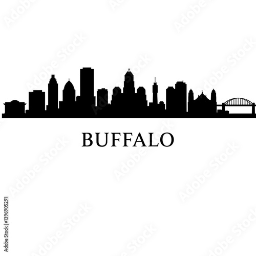 Buffalo NY Skyline Silhouette Minimalist.