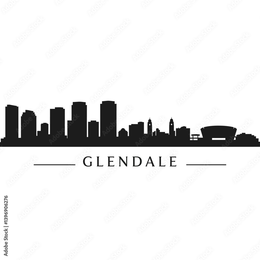 Naklejka premium Glendale Skyline Vector with Cityscape, and Silhouette.