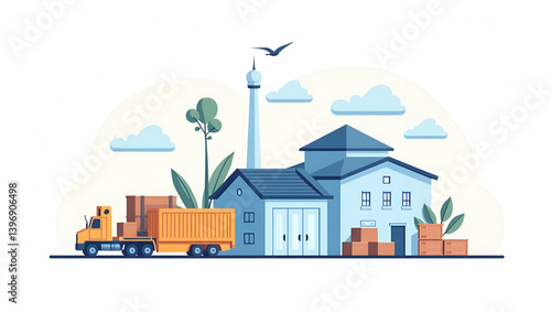 Flat Elegant Visual Composition of Strategic Commodity Reserves: Advanced Monitoring, Secure Storage, Optimized Inventory Systems for National Economic Stability - Cute Vector Illustration