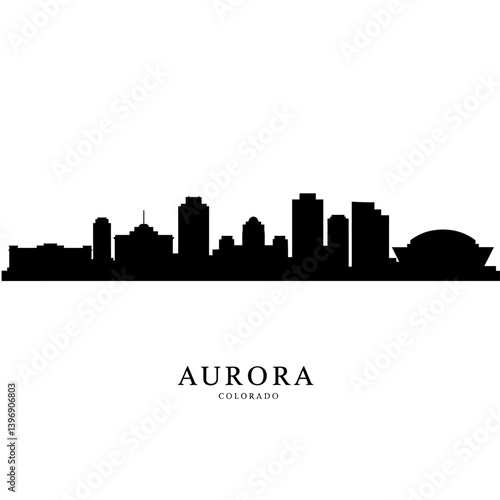 Aurora Colorado Skyline Silhouette Vector.