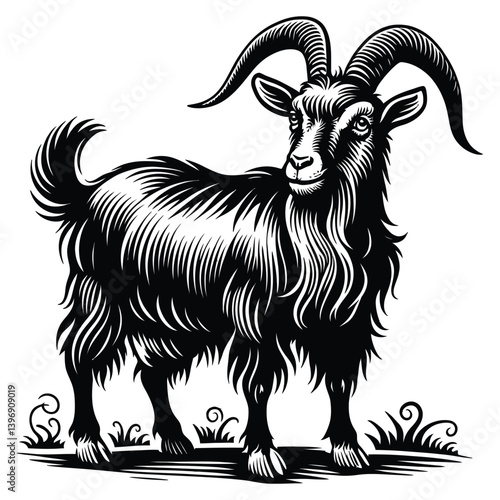 goat on a white background