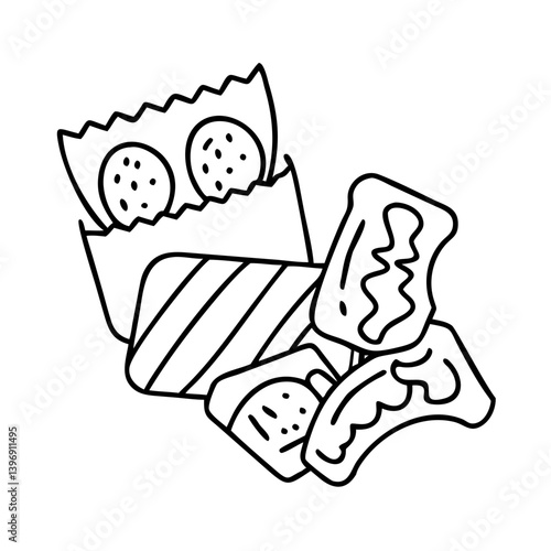 snacks icon, snacks line art - simple line art of snacks, perfect for snacks logos and icons