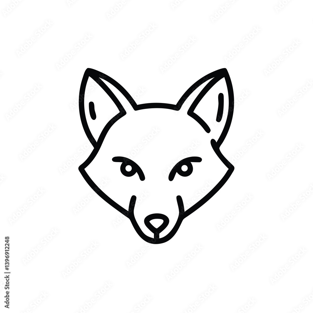 Fox Head Line Art Vector Illustration Isolated On White Background Fox Head Line Art Vector Illustration Isolated On White Background