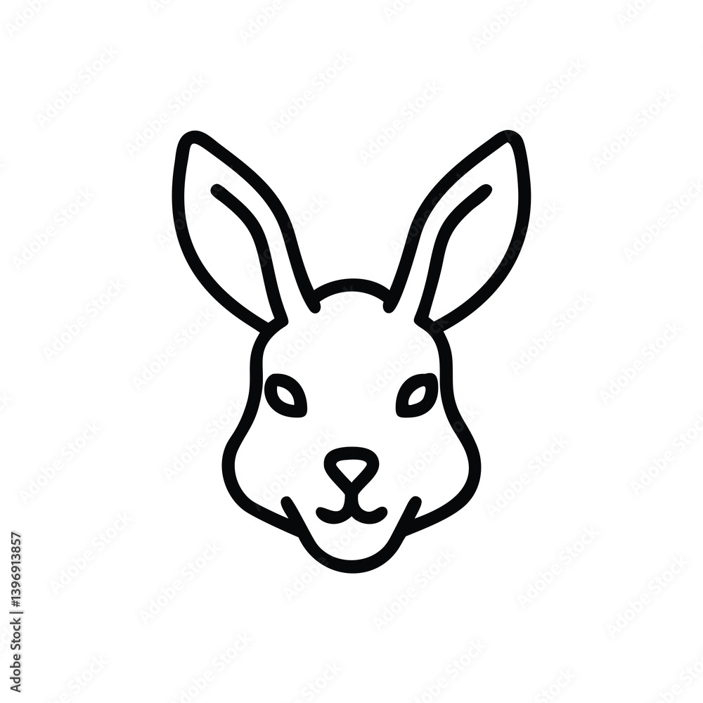 Minimalist Rabbit Head Vector Illustration Simple Outline Design For Kids Minimalist Rabbit Head Vector Illustration Simple Outline Design For Kids