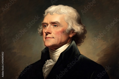 Thomas Jefferson Full Face Portrait 4K