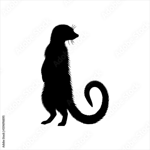 Meerkat Standing silhouette icon vector flat design.