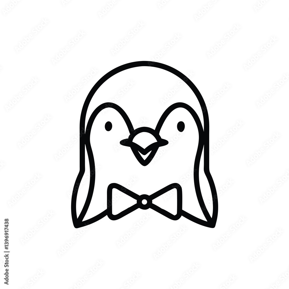 Outline Illustration Of A Penguin With A Bow Tie Cute And Minimalist Outline Illustration Of A Penguin With A Bow Tie Cute And Minimalist