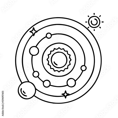 solarsystem icon, solarsystem line art - simple line art of solarsystem, perfect for solarsystem logos and icons