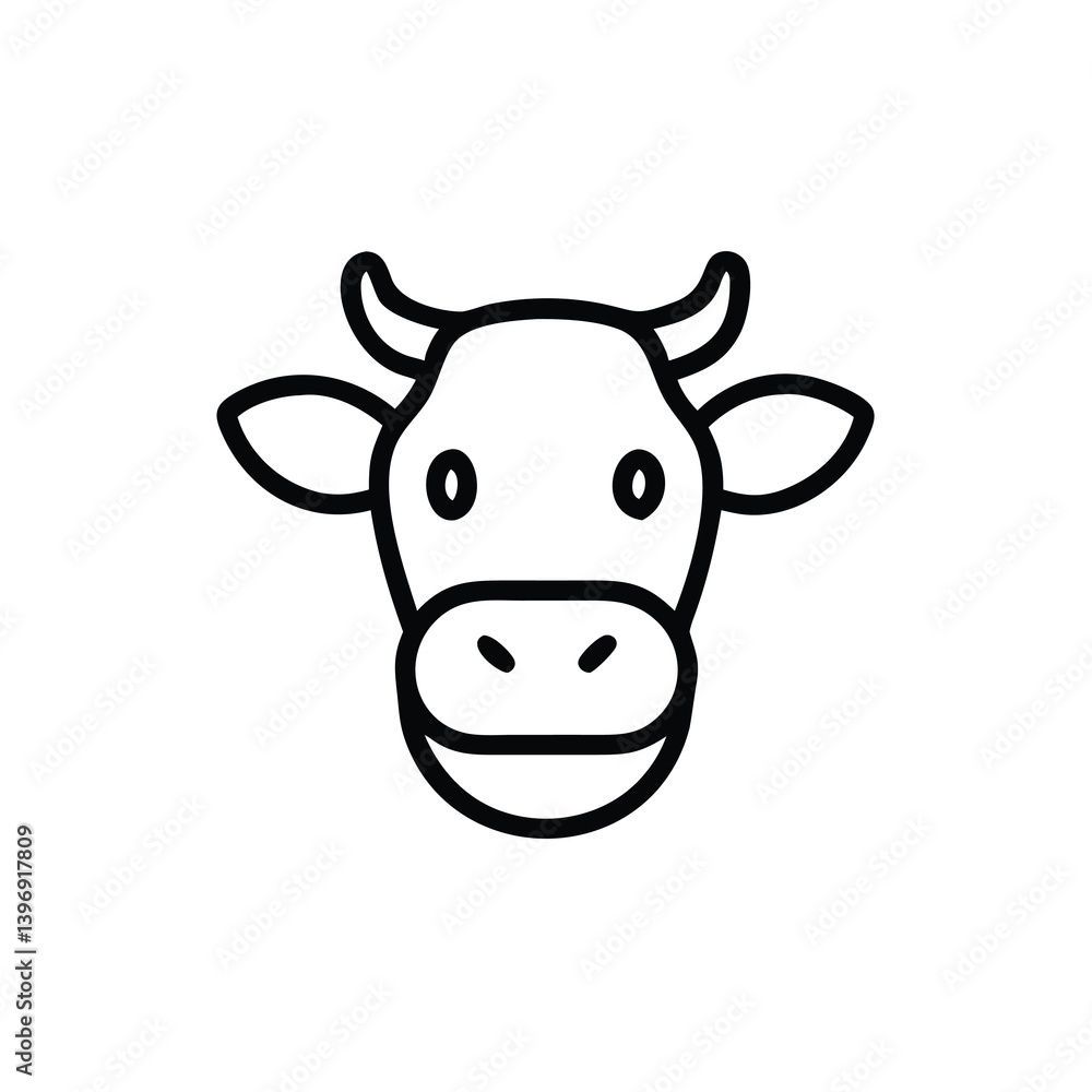 Simple Cow Head Icon Vector Line Art Illustration Farm Animal Design Simple Cow Head Icon Vector Line Art Illustration Farm Animal Design