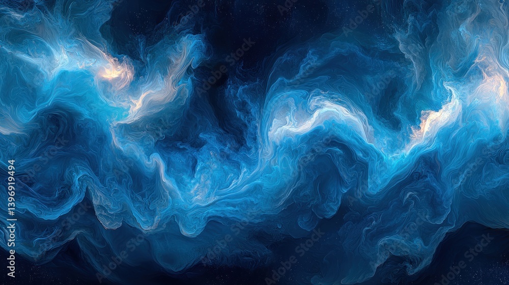 Obraz premium Abstract swirling nebulae in blues and whites