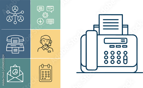 Fax Machine Illustration vector design, Fax Machine logo and icon design, Set of Fax Machine icon design