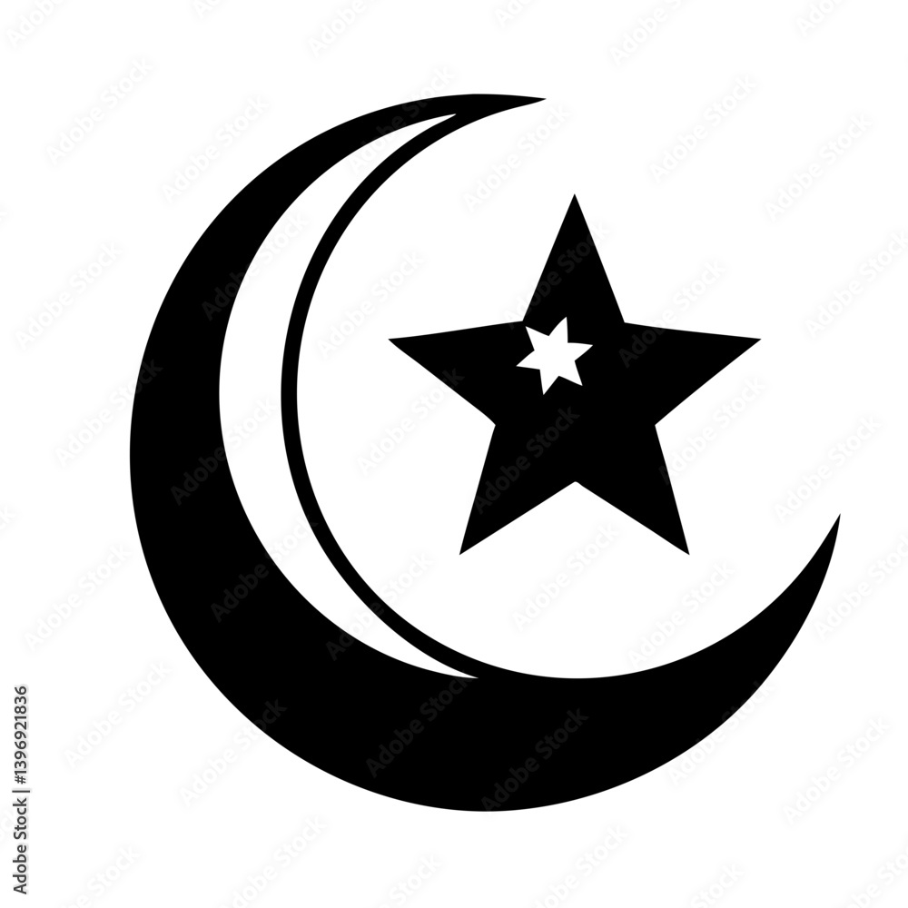 crescent moon and star icon, crescent moon and star silhouette vector illustration-simple silhouette illustration of crescent moon and star, perfect for crescent moon and star logos and icons crescent moon and star icon, crescent moon and star silhouette vector illustration-simple silhouette illustration of crescent moon and star, perfect for crescent moon and star logos and icons