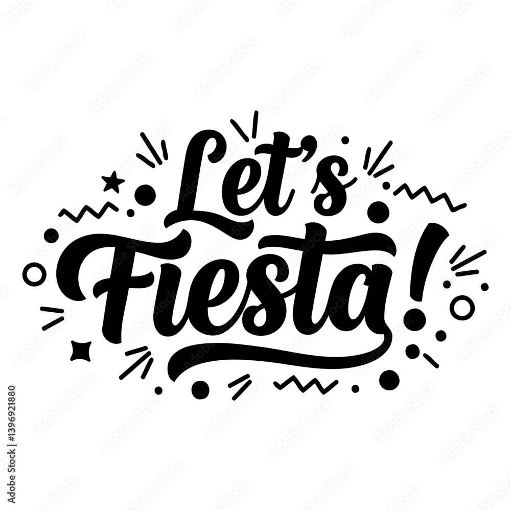 Fototapeta premium Bold Let's Fiesta graphic, print ready