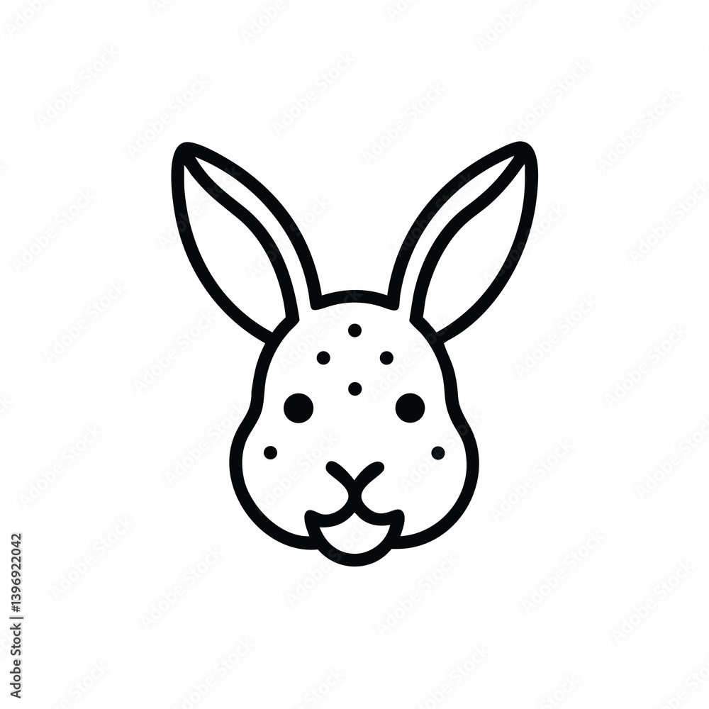 Cute Rabbit Head Outline Vector Illustration Animal Design Icon Spring Symbol Cute Rabbit Head Outline Vector Illustration Animal Design Icon Spring Symbol