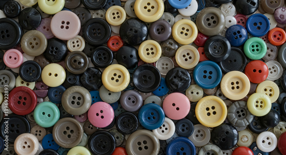 Vibrant Assortment of Buttons in Creative Overlapping Pattern Vibrant Assortment of Buttons in Creative Overlapping Pattern