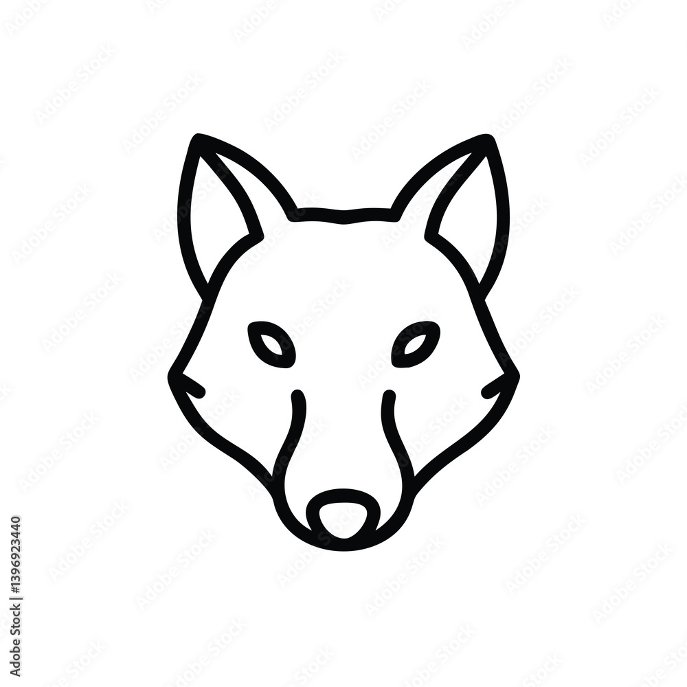 Minimalist Vector Illustration Of Fox Head With Simple Line Design On White Minimalist Vector Illustration Of Fox Head With Simple Line Design On White