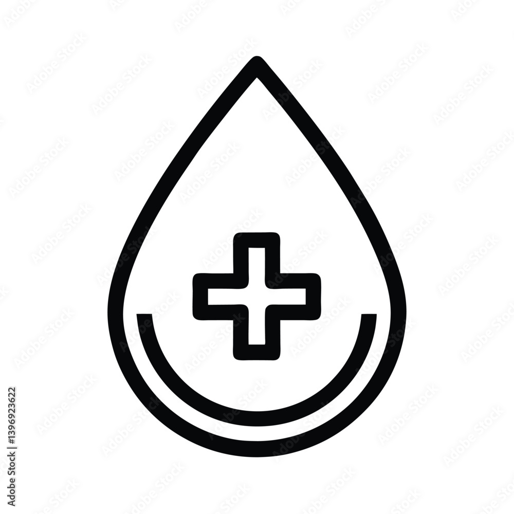 medical blood drop icon line art on white background medical blood drop icon line art on white background