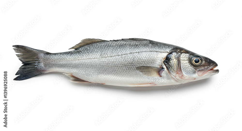 Whole European Sea Bass Against Clean Background Whole European Sea Bass Against Clean Background