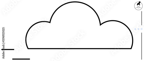 Cloud outline paired with a small bird in the top corner and two horizontal lines on the left. Ideal for weather, network, creativity, freedom, simplicity, environment, minimalism. Flat simple