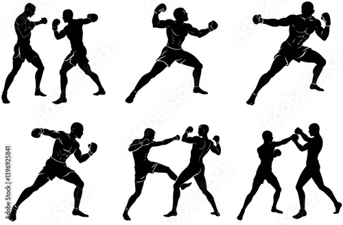 Boxing Silhouette Vector Bundle | Martial Arts Fighter SVG | Kickboxing and Sparring Pose Clipart | Combat Sports Graphic for T-Shirt, Cricut, Sublimation and Digital Design