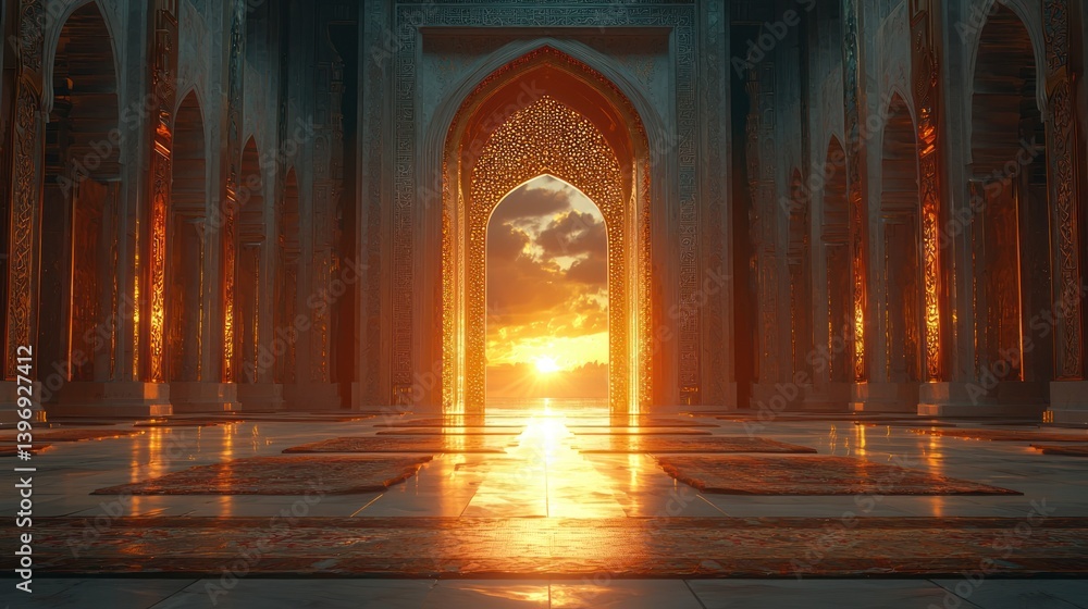 Fototapeta premium Mosque interior at sunset