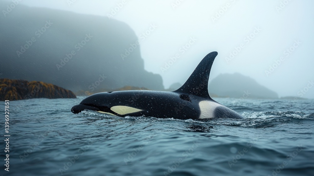 Fototapeta premium Orca in misty waters