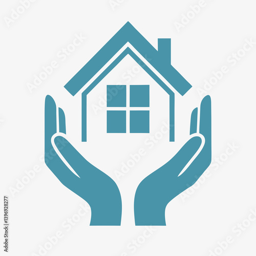 Minimalist Hand Holding House Icon vector Design