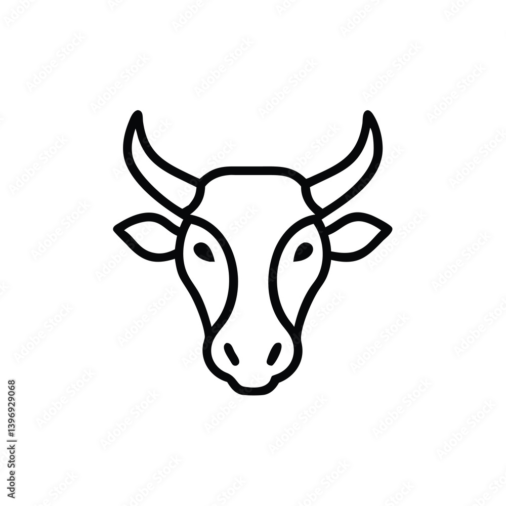Minimalist Cow Head Icon Simple Farm Animal Outline Vector Illustration Minimalist Cow Head Icon Simple Farm Animal Outline Vector Illustration