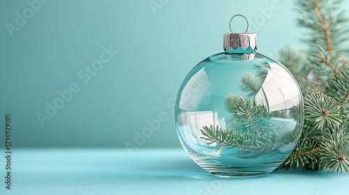 Clear Christmas ornament with pine sprigs