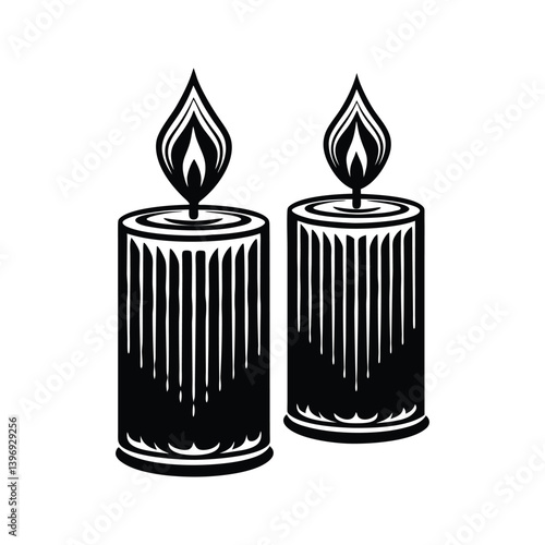 Aromatherapy candle icon silhouette vector with white background