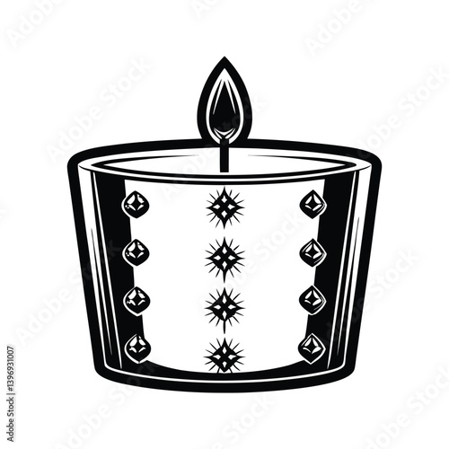 Crystal infused candle icon silhouette vector with white background