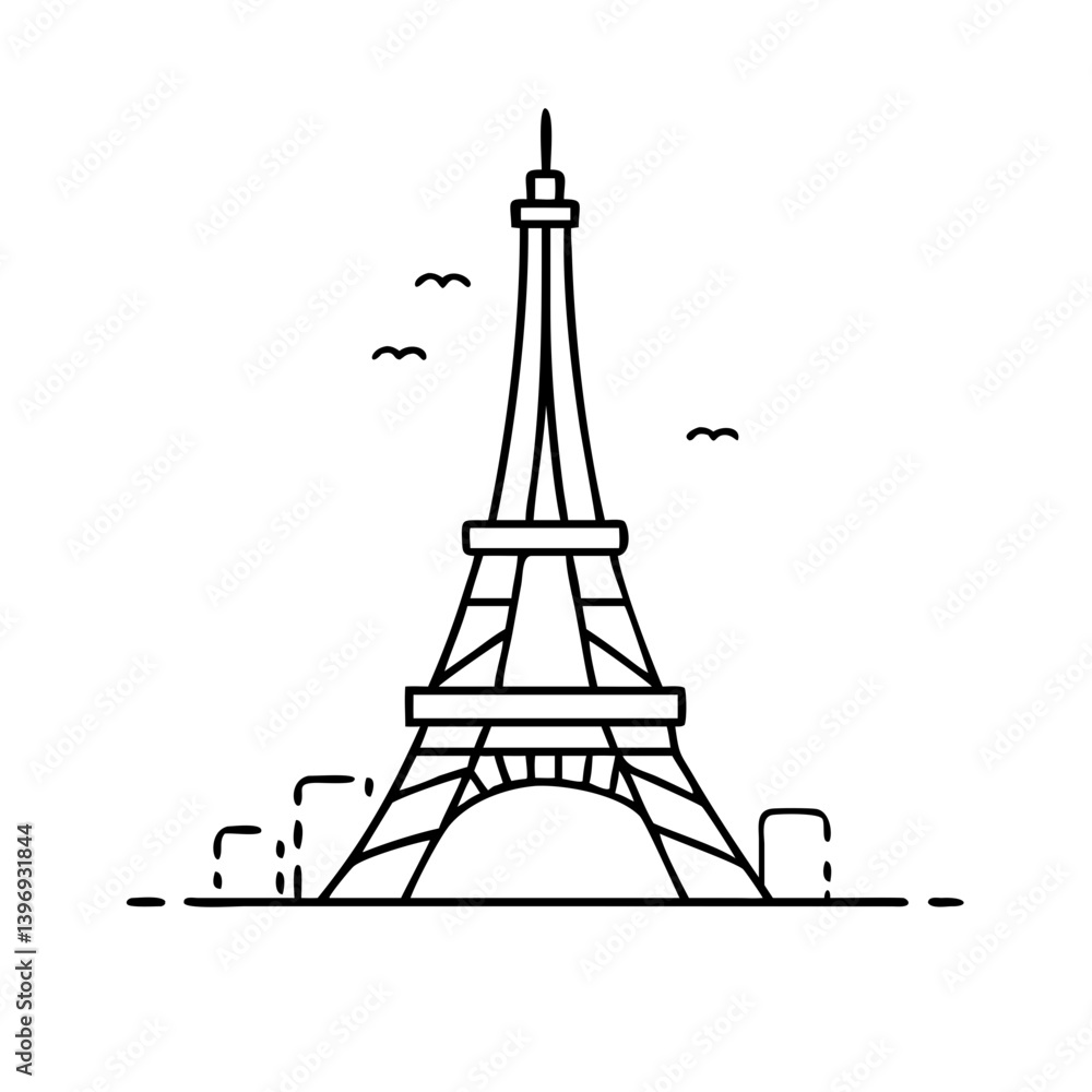 Obraz premium eiffel tower icon, eiffel tower vector illustration-simple illustration of eiffel tower, perfect for eiffel tower logos and icons