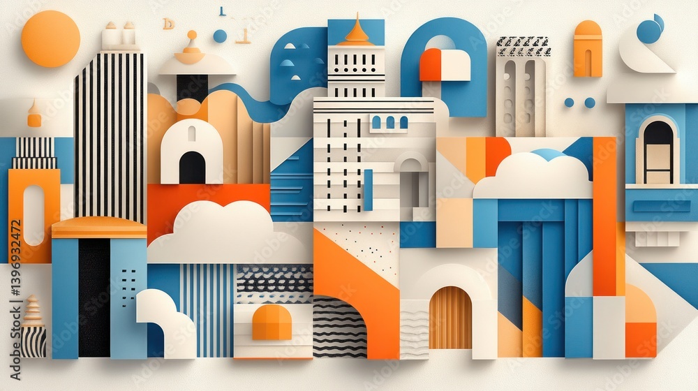 Colorful Geometric Cityscape Colorful Geometric Cityscape