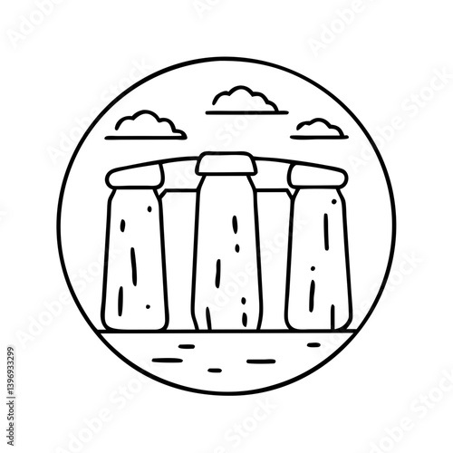 stonehenge icon, stonehenge line art - simple line art of stonehenge, perfect for stonehenge logos and icons