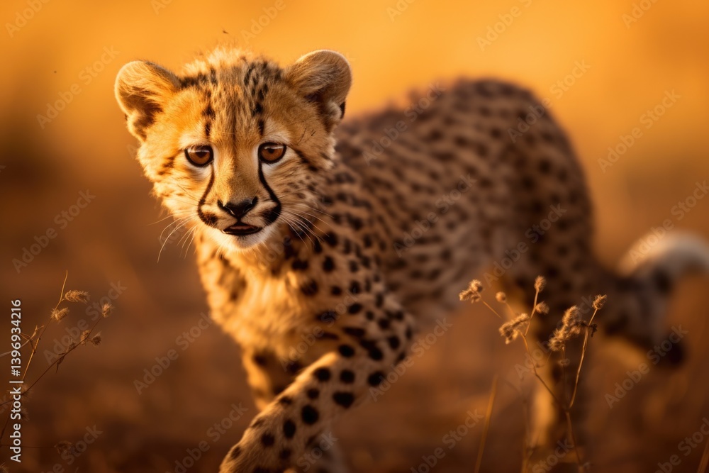 Fototapeta premium Cute little leopard in africa