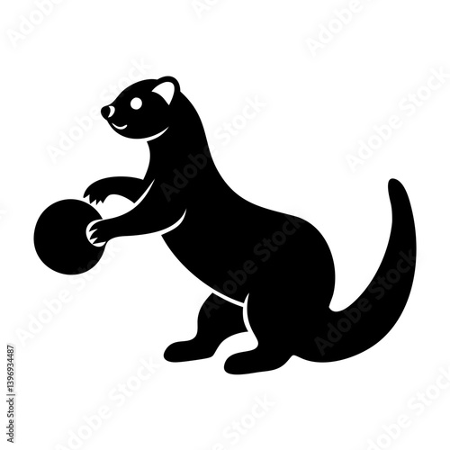 ferret playing icon, ferret playing silhouette vector illustration-simple silhouette illustration of ferret playing, perfect for ferret playing logos and icons