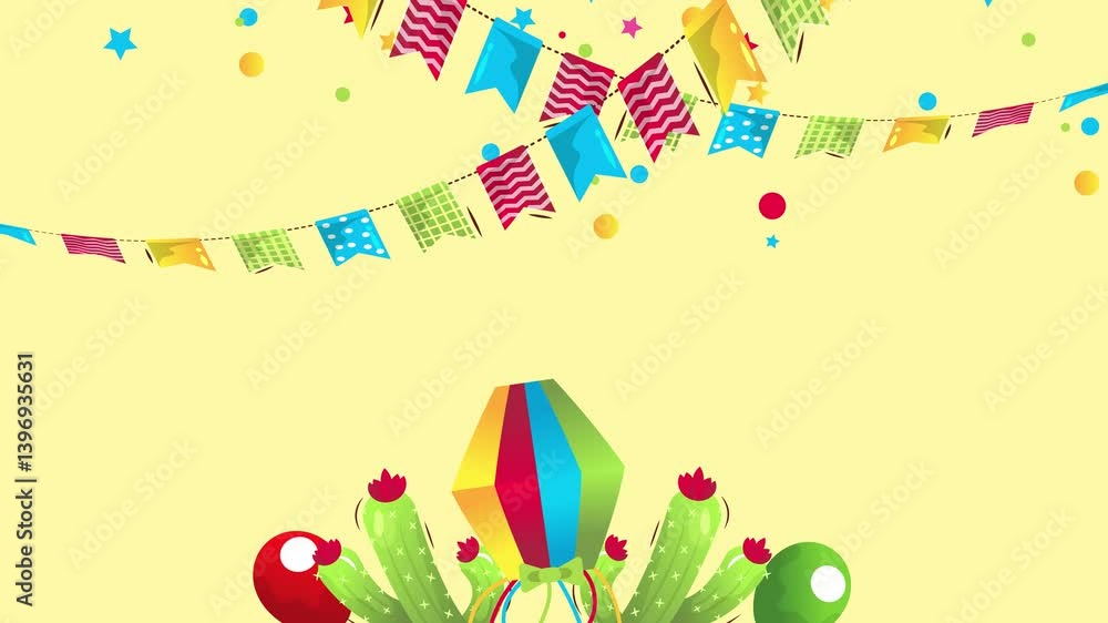 Sao Joao Festival Animated Horizontal Background with Illustrations Sao Joao Festival Animated Horizontal Background with Illustrations