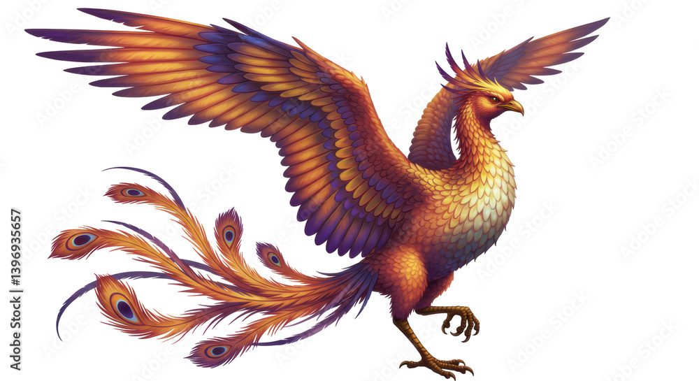 Obraz premium Isolated Phoenix Bird with Open Wings