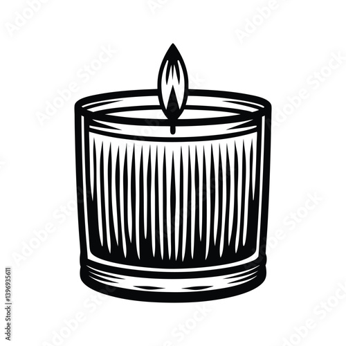 Wood wick candle icon silhouette vector with white background