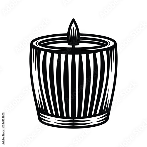 Wood wick candle icon silhouette vector with white background