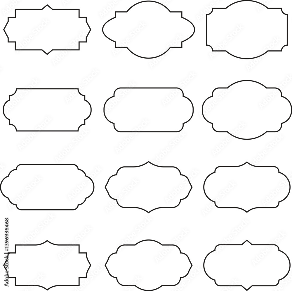 Vector set of modern and elegant geometrical frame shapes Vector set of modern and elegant geometrical frame shapes