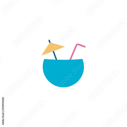 Refreshing Coconut Drink Illustration Tropical Summer Beverage Design for Websites, Blogs, and Social Media