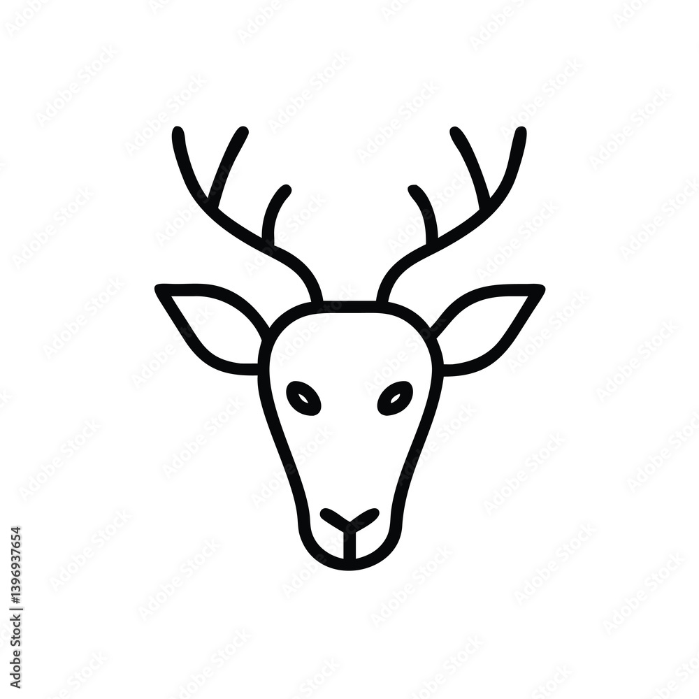 Minimalist Deer Head Vector Icon Design For Wildlife And Christmas Concepts Minimalist Deer Head Vector Icon Design For Wildlife And Christmas Concepts
