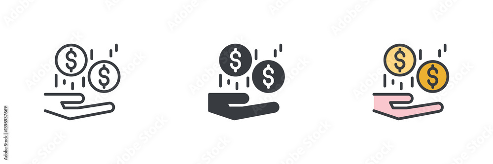 Cashback or Rewards different style icon set Cashback or Rewards different style icon set
