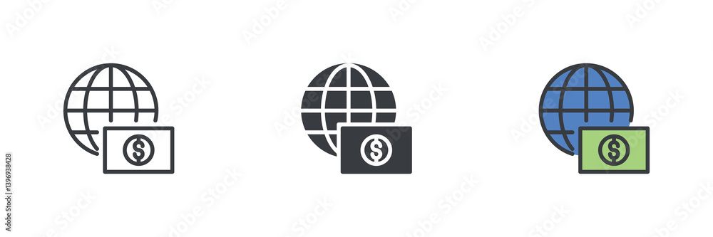 International payment different style icon set International payment different style icon set