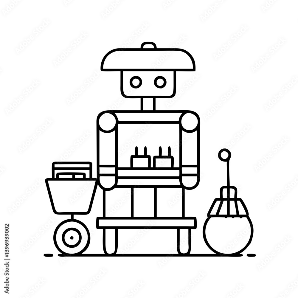 Fototapeta premium streetvendorrobot icon, streetvendorrobot line art - simple line art of streetvendorrobot, perfect for streetvendorrobot logos and icons